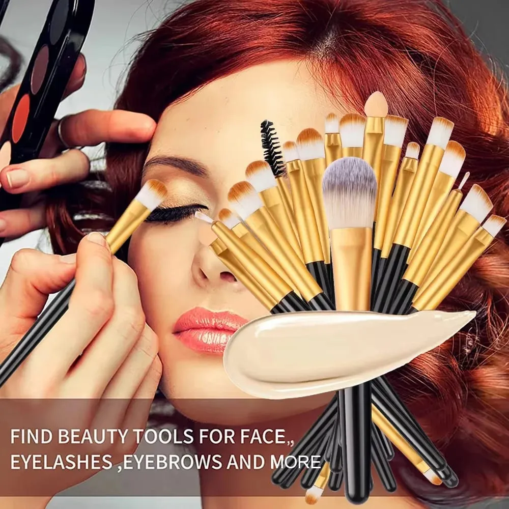 Makeup Brushes Set Premium Synthetic Kabuki Foundation Concealers Powder Blush Blending Face Eye Shadows Brush Set