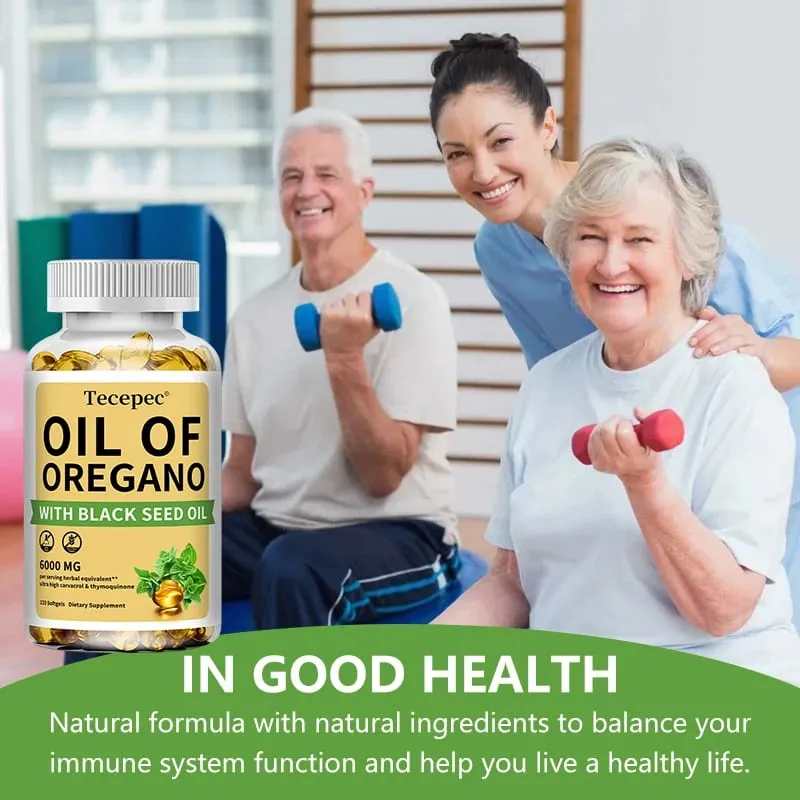 Oil of Oregano with Black Seed Oil 2 in 1 Oregano Supplement for Immune Health Digestive Health Non-GMO