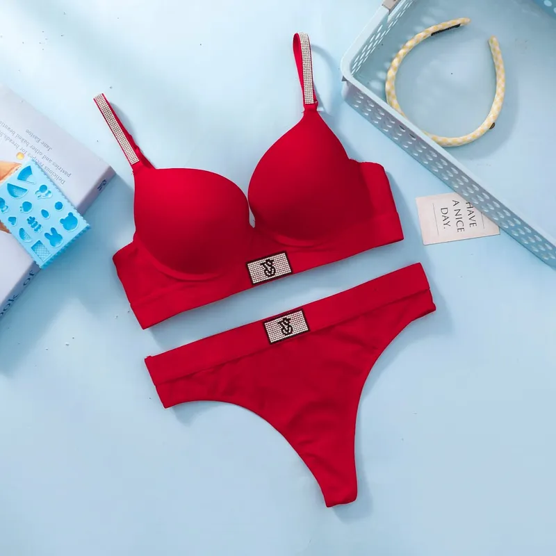 Victoria's Secret Women Bra And Panties Set Lace Push Up Wireless Lingerie Comfortable Breathable Underwear Set