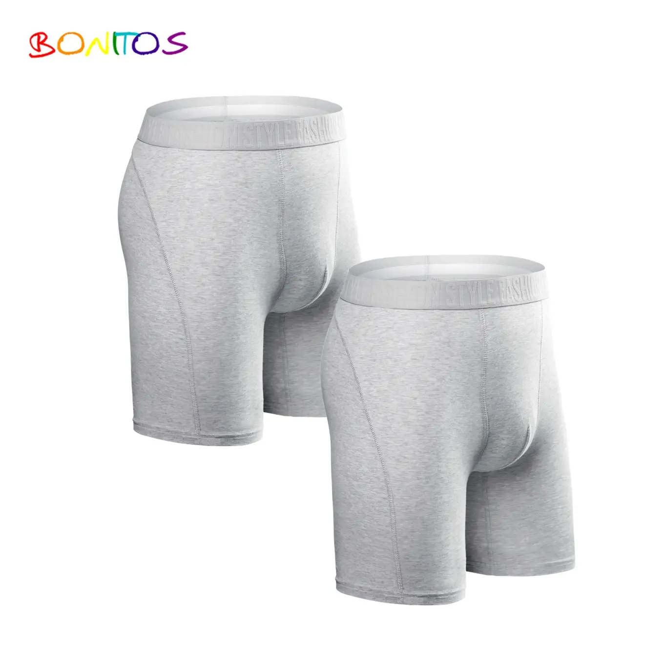 2pcs Pack Long Leg Boxer Shorts Hommes Culottes Kit Homme Slip Boxershorts Slip Sous-Vêtements pour Homme Coton Mâle Sexy Set Box Gym