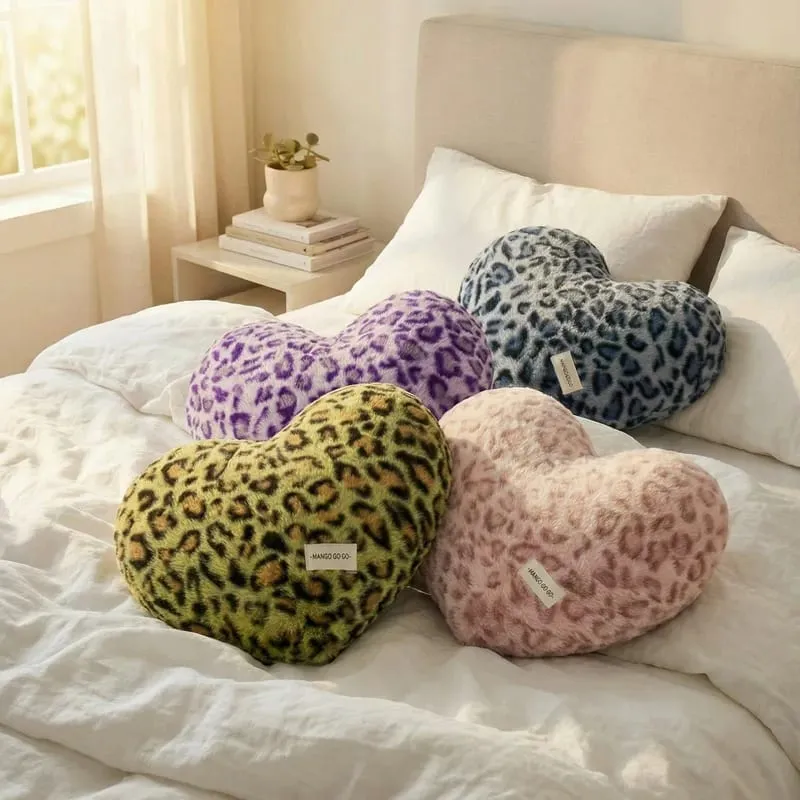 40x35cm Leopard Print Pillow Love Heart Soft Stuffed Plush Warm Sofa Cushion Romantic Valentine's Day Gifts Home Decor For 2026 — image 2