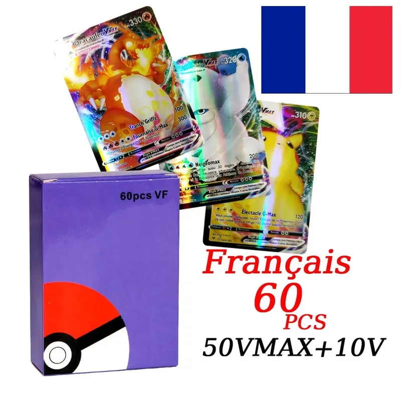 French Version Pokemon Cards VMAX V EX GX MEGA Carte Collection Battle Trainer Children's Christmas Toys Gift