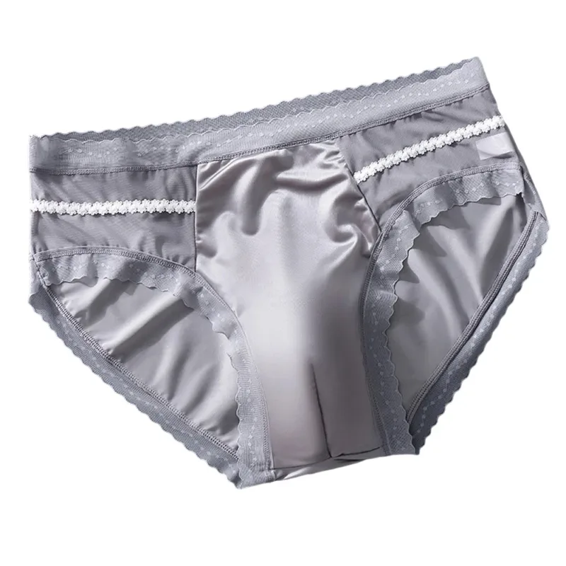 Men's Sexy Lace Thin Seamless Ice Silk Briefs Underwear 3D Bulge Pouch Panties U Convex Sexy Underwear Ice Silk Lace Thin — image 16