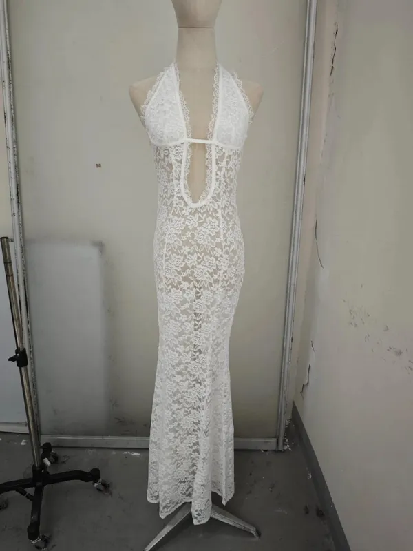Femmes jaune coupe basse dos nu taille haute Robe à lacets sans manches taille Cincher Spaghetti sangle robes fête Club femmes Robe — image 8