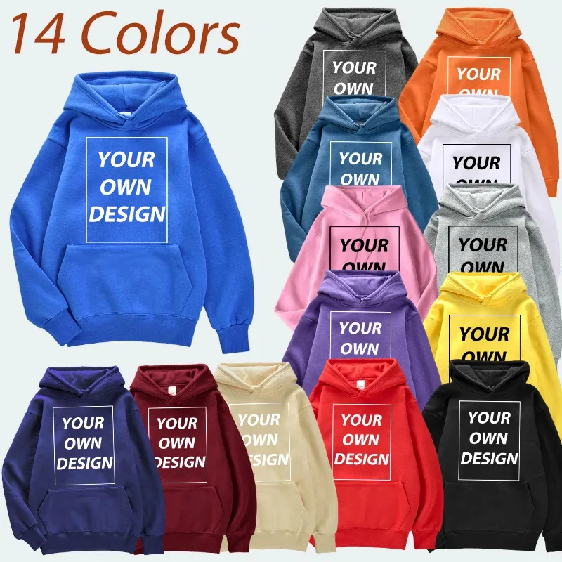 Personalizado diy impressão homem mulher outono inverno hoodies casual clássico pullovers simples confortável streetwear macio quente roupas esportivas
