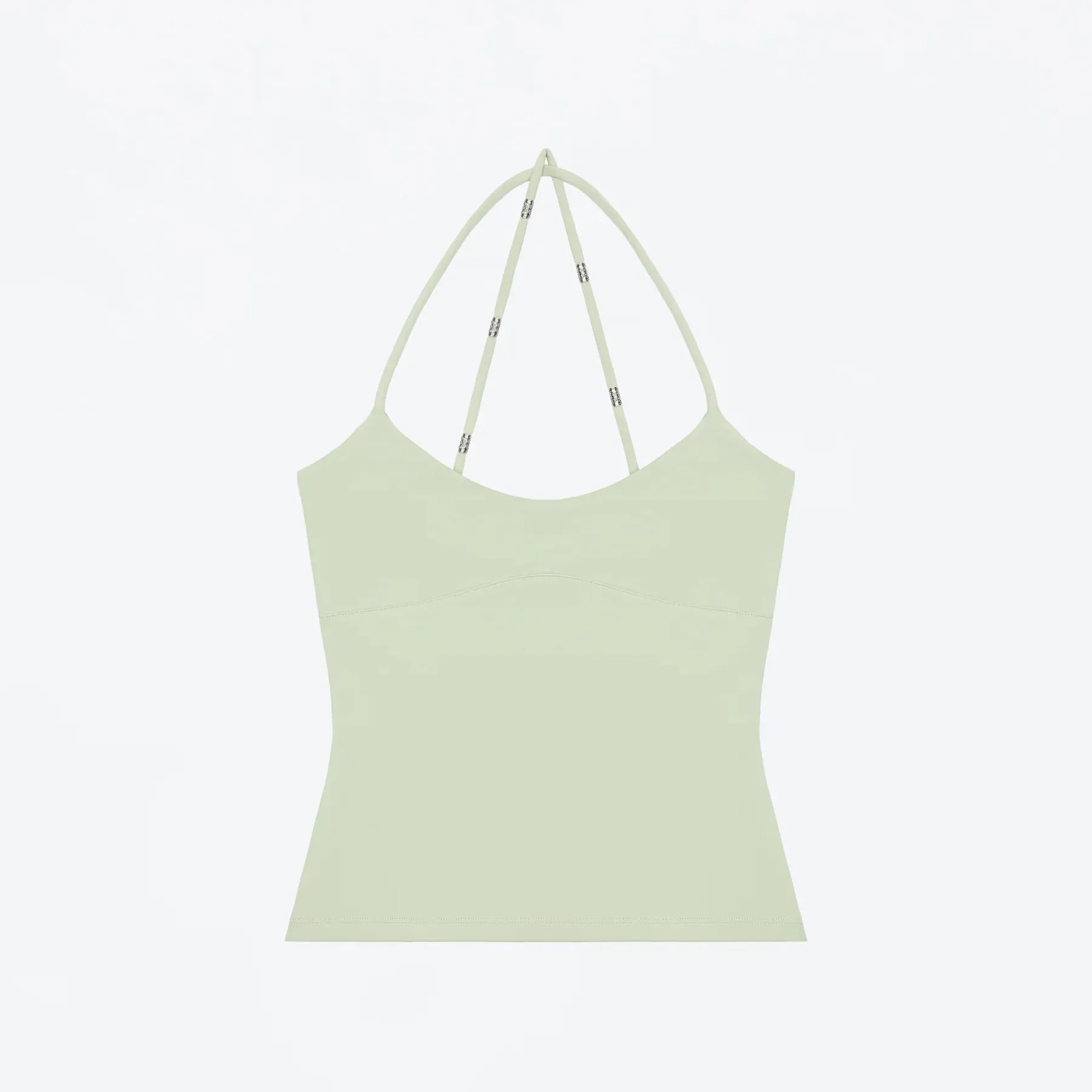 Tank Cross-Back Halter Top Tailored Waist-Cinching Camisole U-Neck Halter Tank Top Metal Embellished Slim-Fit Top for Layering or Wearing Alone
