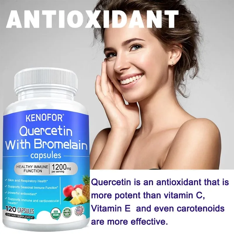 Quercetin + Bromelain Complex Capsules 1200mg - Immune Joint & Digestive Support na may Vitamin C at D3 30/60/120 Bilang