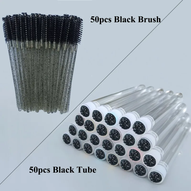 50/100 件可重複使用睫毛刷管用於睫毛延長一次性睫毛膏棒眉刷塗抹器睫毛刷