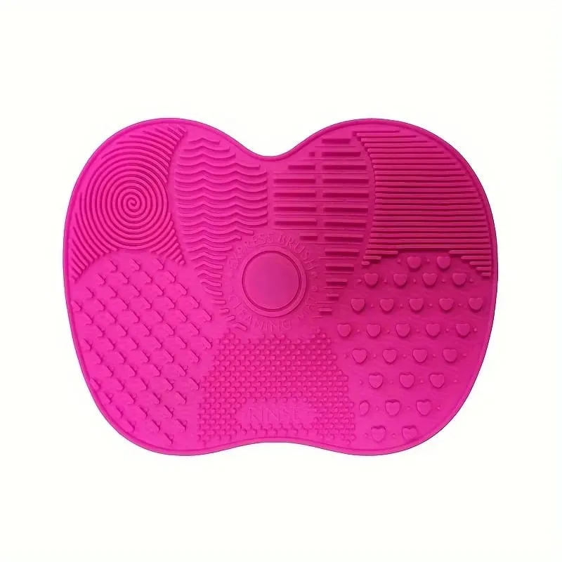 Silicone Apple-Shaped Makeup Brush Cleaning Mat With Suction Cup Deeply Cleans Makeup Brushes Making Brushes Fluffy And Soft