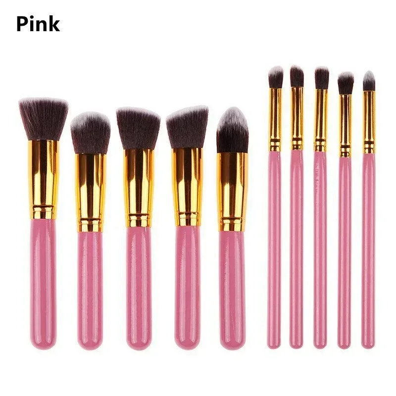10PCS Makeup Brushes Set Professional Soft Bristles Eyeshadow Foundation Blending Brushes for Makeup Artists Pink White Black