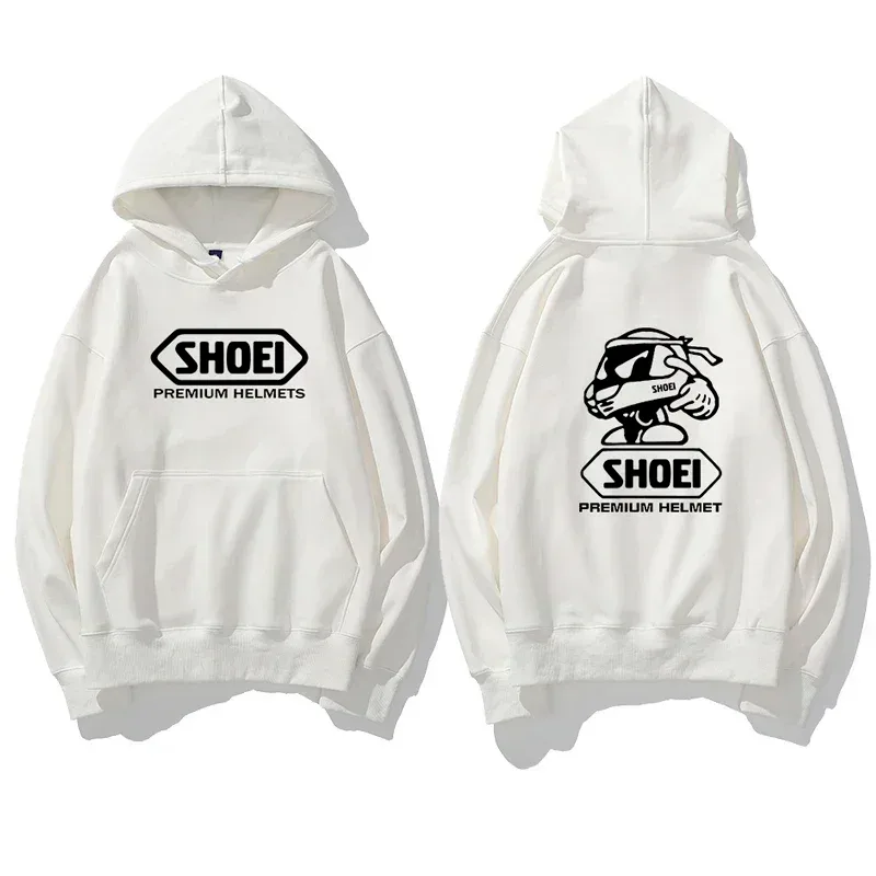 Motorcycle Helmet Theme Graphic Hoodie Unisex Front Back Double Print Biker Drawstring Hooded Sweatshirt Casual Pullover Top
