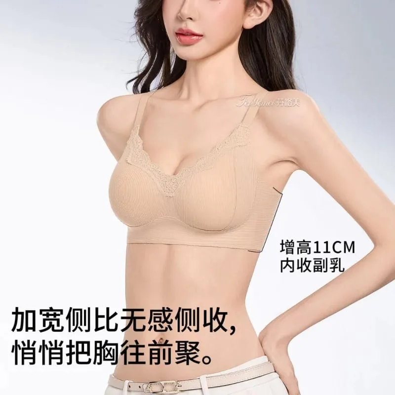 Women's lingerie for small busts thin seamless invisible comfortable wireless with side breast support and anti-sagging br