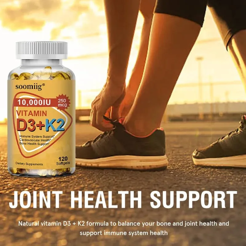 Vitamin D3 K2 Softgel Capsule Supplement Support Joint Bone and Immune Health Strong Bones & Healthy for Men Women