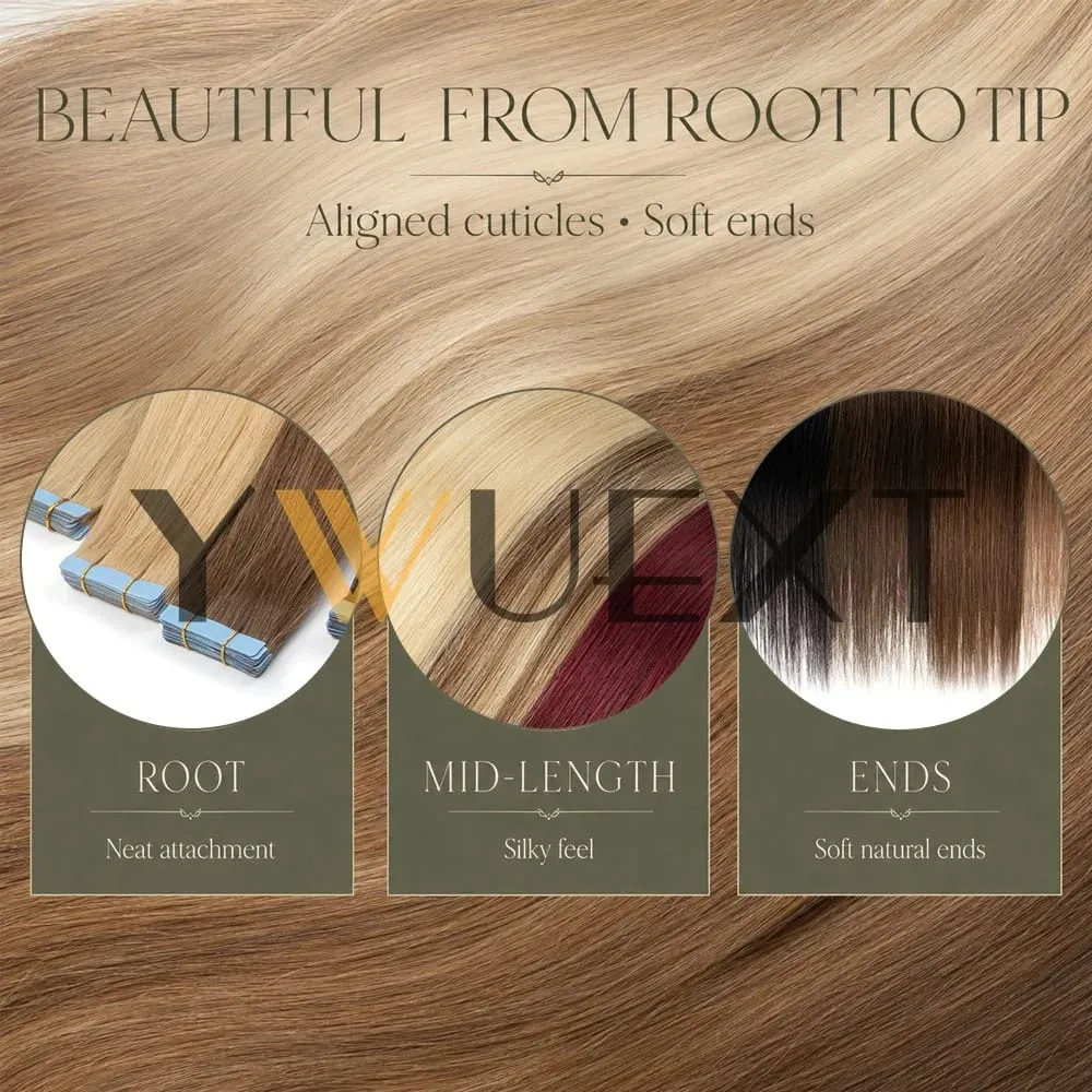 Tape In Human Hair Extensions 10Pcs/30g Per Pack Remy Real Human Hair Straight Natural Black Brown Blonde Multi‑Colors Seamless Skin Weft Tape Hair Extensions For Women