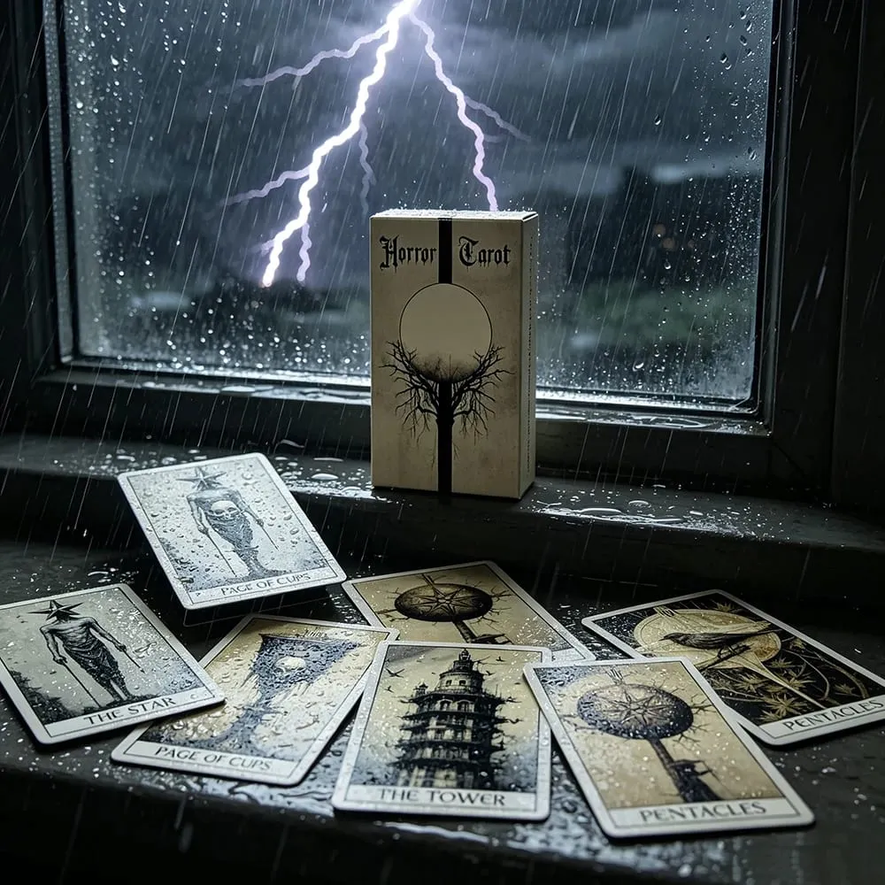 Mystery Horror Tarot Deck 78 Card Set For Divination Power Exploration and Psychic Insight | Halloween and Christmas Gifts