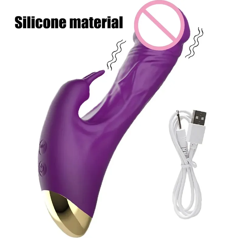 Silicone Rabbit Vibrator 3-in-1 G-Spot Clit Anal Beads Stimulator 10 Modes Thrusting Vibrating Sex Toy for Women