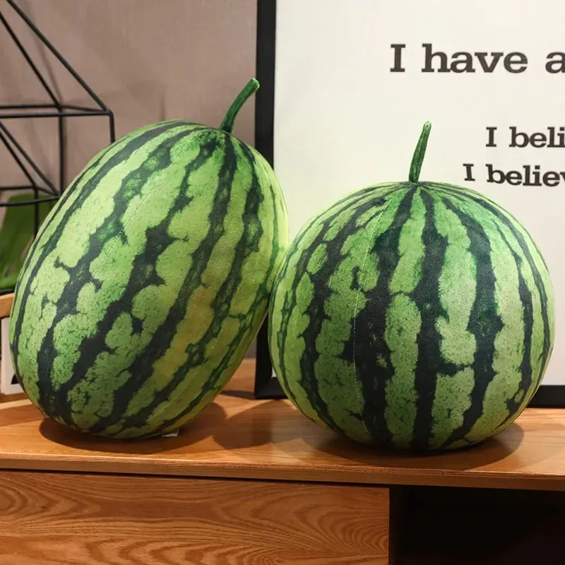 3D Simuleret Vandmelon Kram Pude Rund Lang Vandmelon Blødt Plys Legetøj Frugt Sofa Pude Velegnet til Hjem Børn Gaver