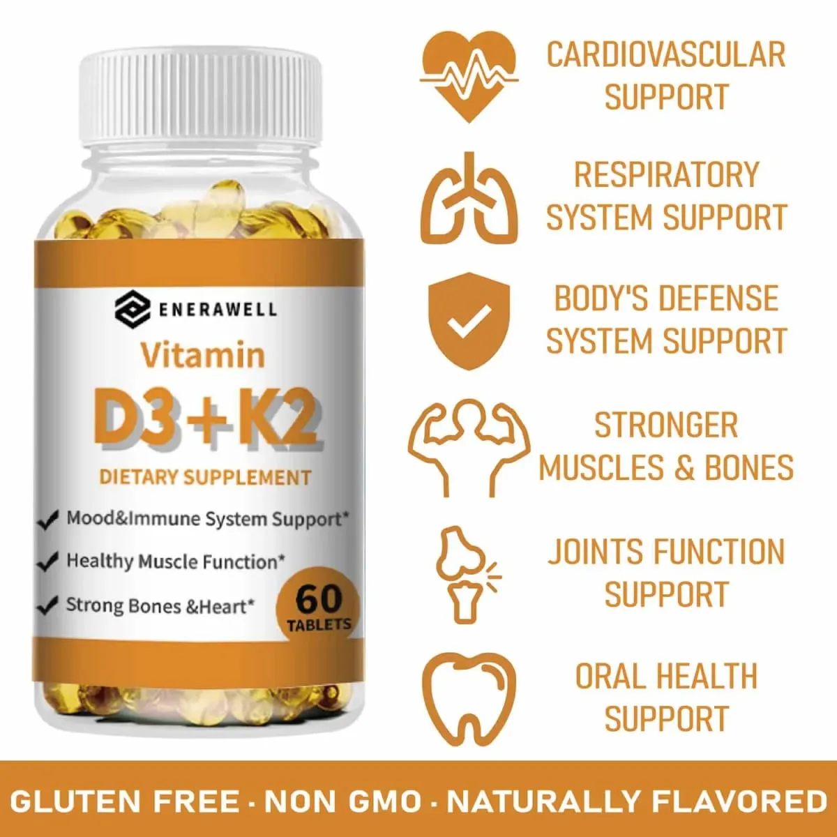 Vitamin D3 K2 Capsule - 20 000 IU Vitamin D3 Supports Bone & Teeth Health Calcium Metabolism Daily Body Wellness Supplement