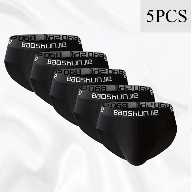 Sous-vêtements en coton pour hommes, 5 pièces, noirs, confortables, respirants, simples, à la mode, slips de sport décontractés, combinaison