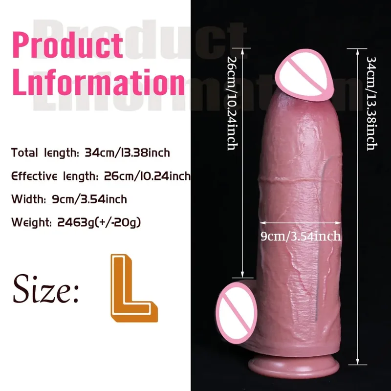 3Sizes Realistic Brown Huge Dildo Soft Thick Fake Penis Double Silicone Long Cock Female Masturbator Suction Cup Anal Sex Toys