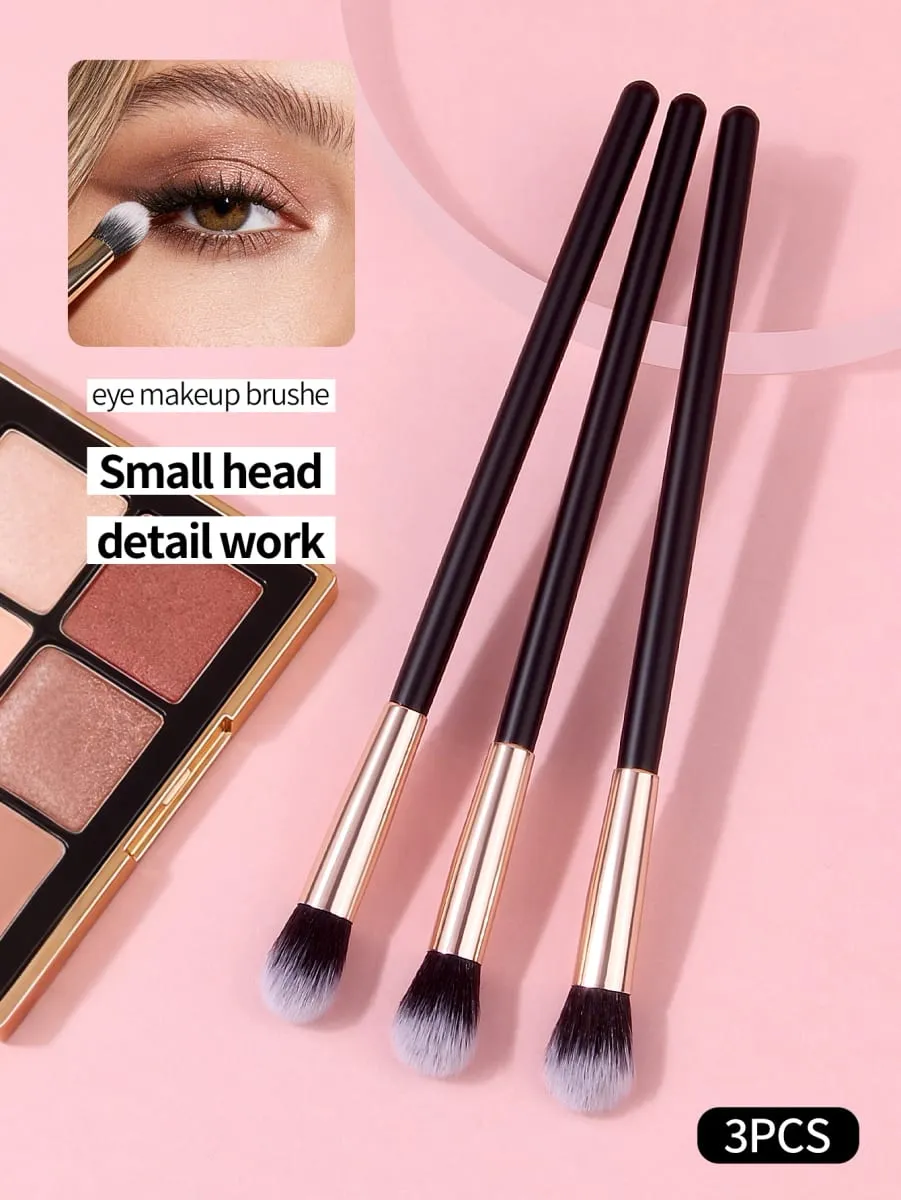 3Pcs Professional Eye Makeup Brushes Set Soft Synthetic Fiber Eyeshadow Blending Brush Small Detail Beauty Cosmetic Tools