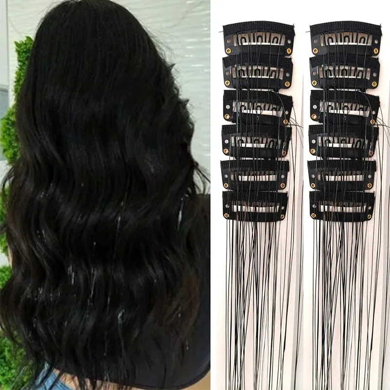 12 pezzi per confezione di fermagli per capelli BB estensioni dei capelli metallizzati lucidi con clip capelli sintetici accessori per capelli scintillanti per le donne