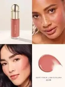 Zestaw do makijażu Rare Beauty Płynny rozświetlacz Pozostaje wilgotny i nie wysycha Róż w kremie Błyszczący, wilgotny naturalny róż w płynie