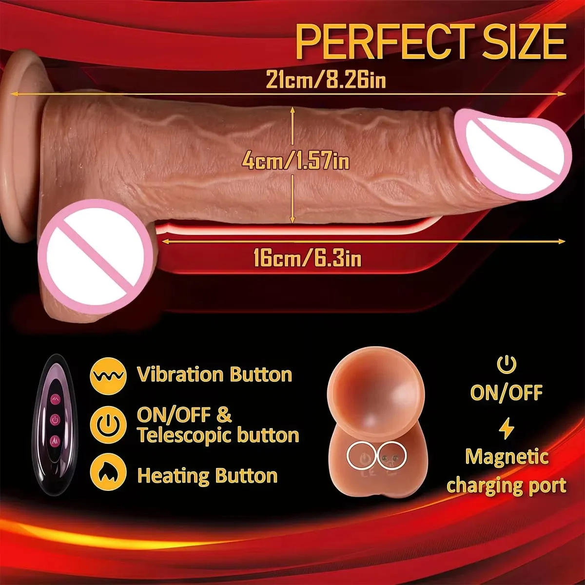Realistic Dildo Telescopic Vibrator Silicone Penis Masturbation for Women Thrusting Dick Adult Heating Remote Control Sex Toys