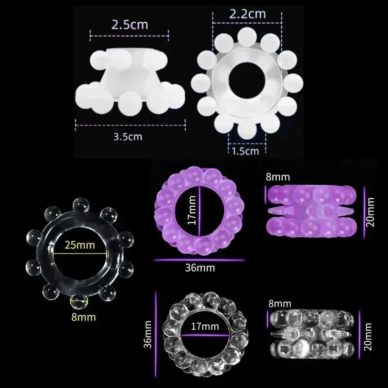 3 pièces extensible rester dur perlé anneau de coq retarder l'éjaculation formateur scrotal liaison balle civière Silicone Cockring hommes jouets sexuels