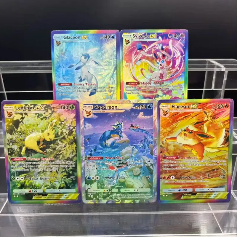 5pcs DIY POCKET Collection Cards Mewtwo Leafeon ex Self Made Single Card Classic Game Anime Card Gift Toy