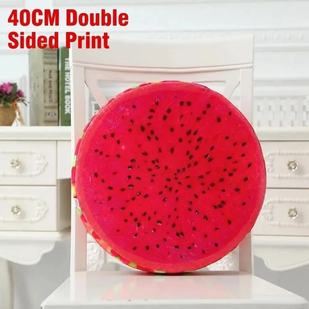 Soft Round Fruit Pillow Simulation Fruit Slice Print Seat Cushion Stuffed Inner Plush Fabric Sofa Cushion Sofa Decor