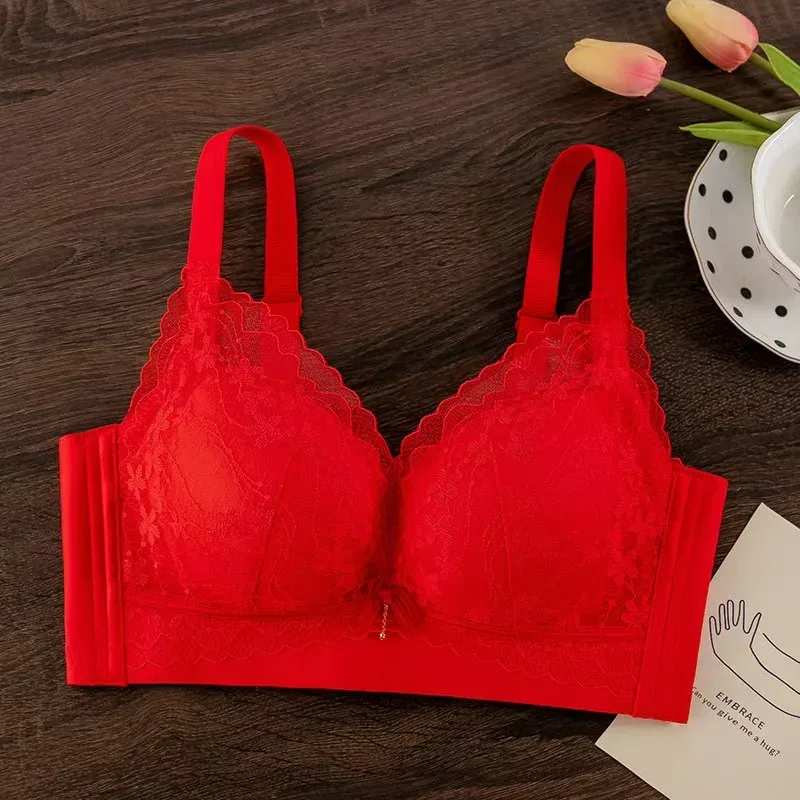 Sexy Lace Thickened Push-Up Bra for Small Breasts Anti-Sagging Adjustable Comfortable Wire-Free Lingerie