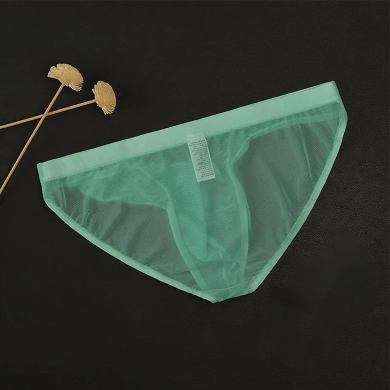 Men Underwear Mesh Transparent Elephant Nose Briefs Thin Lightweight Quick Dry Low Waist Breathable Underpants