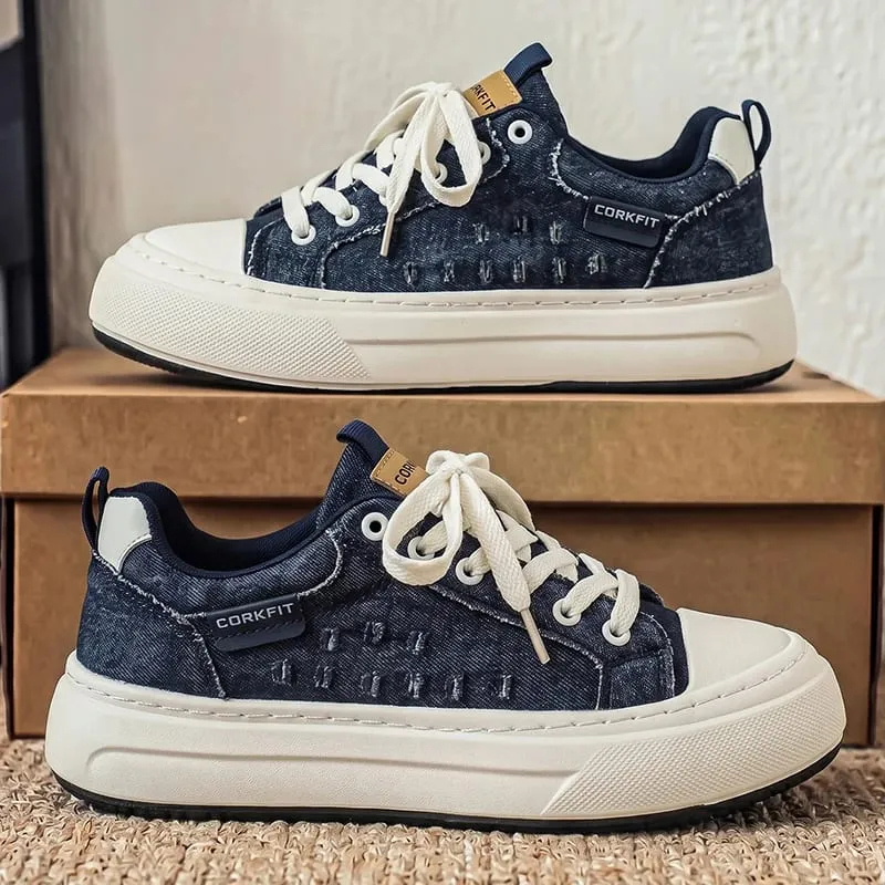 PersonalizedSpringandAutumnNewMensShoesKoreanStyleFashionableLargeSizeLowTopCasualShoes Denim Single ShoesVersatile Sneakers