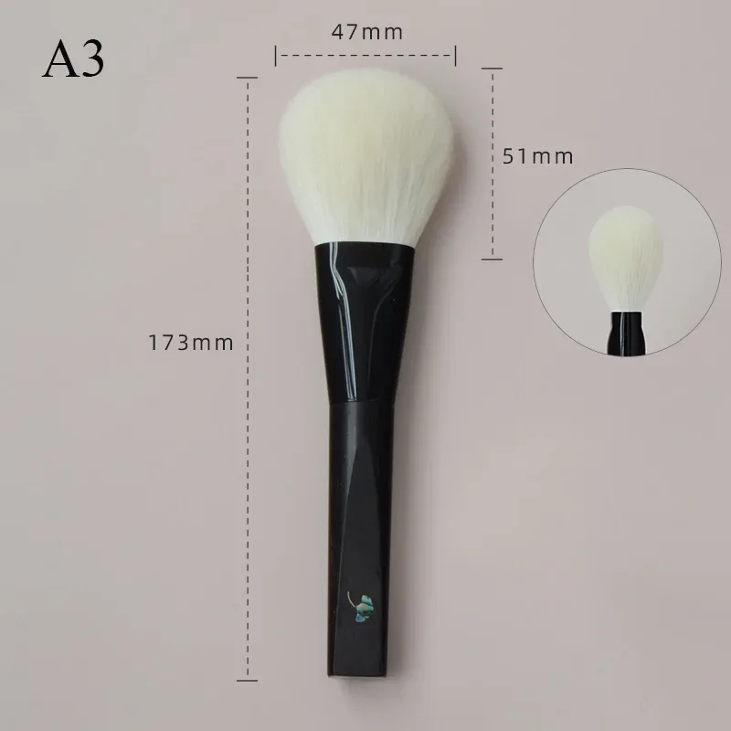 Shoushoulang Hand Crafted Makeup Brush Soft Tiny Tips Goat Hair 1PC Face Powder Blush Contour Brush Ebony Handle Makeup Brushes