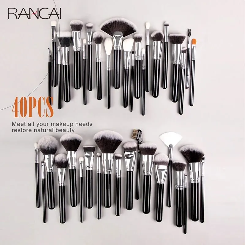 Professional 40Pcs Makeup Brushes Set Soft Synthetic Bristle Powder Blending Contour Eyebrow Eyeshadow Fan Foundation Brush — image 2