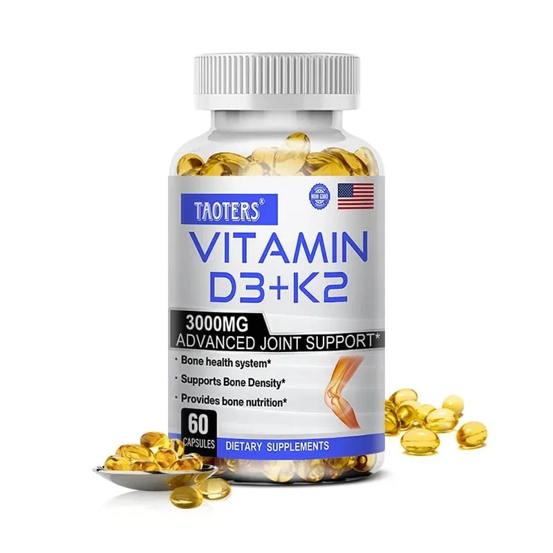 Vitamin D3 K2 Capsule Promotes Strong Bones Calcium Absorption for Teeth Heart Cardiovascular Health