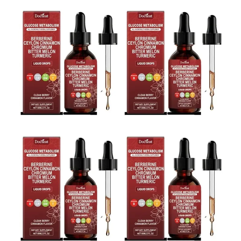 Docteat Glucose Metabolism Liquid Drops with Berberine and Ceylon Cinnamon Supports Smooth Breathing and Clean Airways 60 ML
