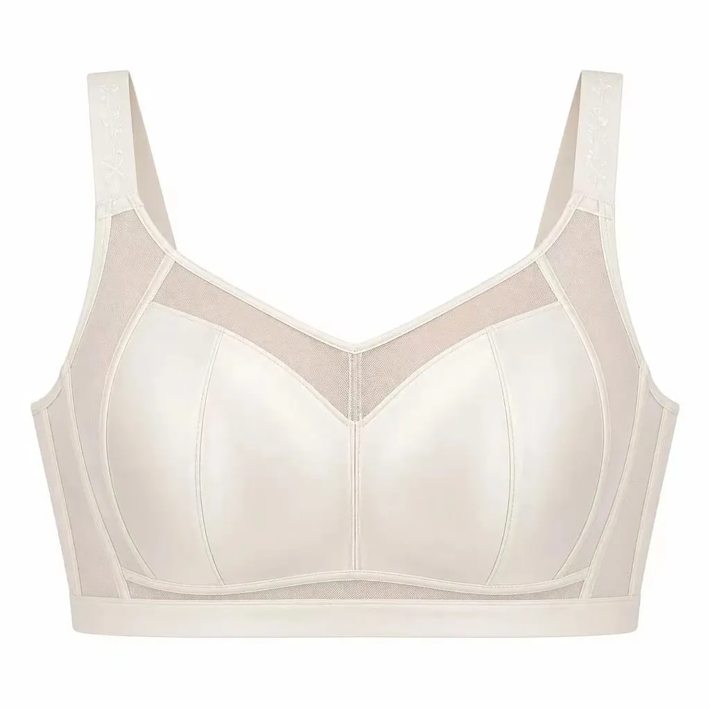Women's plus Size Minimizer Bra Ultra-Thin Full Coverage Gathered Side Support Anti-Sagging Brassiere for Large Bust