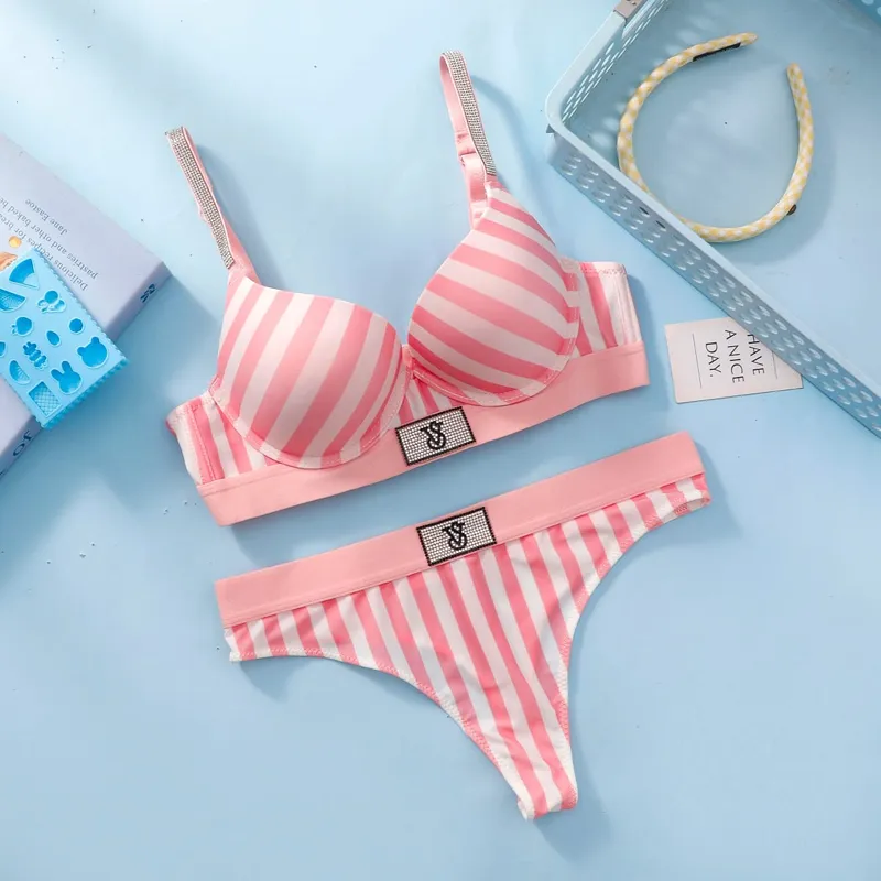 Victoria's Secret Women Bra And Panties Set Lace Push Up Wireless Lingerie Comfortable Breathable Underwear Set
