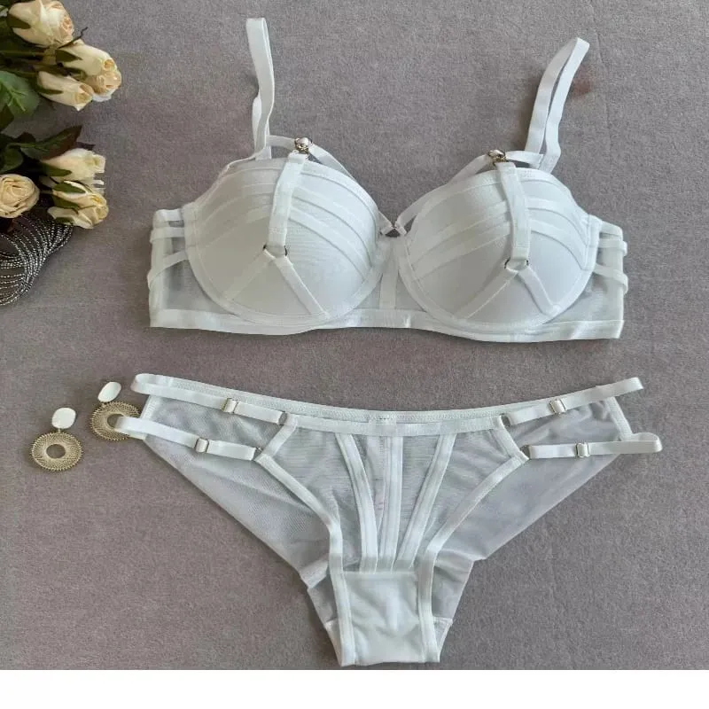 2026 New European Style Women Lingerie Set Push Up Lifting Support Bra Soft Underwire Strappy Design Conceals Side Spillage