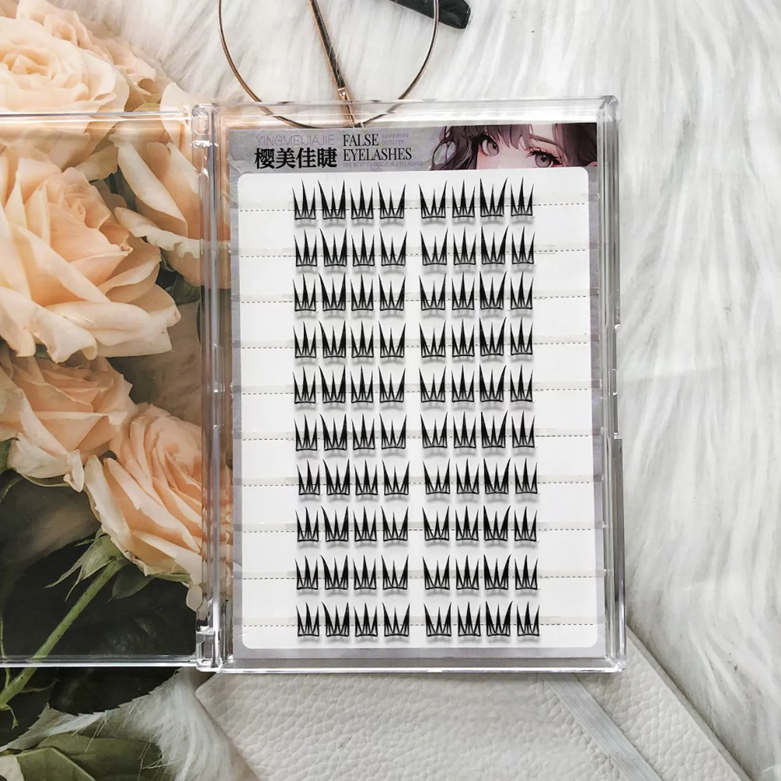 Fluffy Volume False Eyelash Extensions V-shaped Natural Curl Large Capacity Fake Lashes Daily Wear Perfect Eye Makeup For Women
