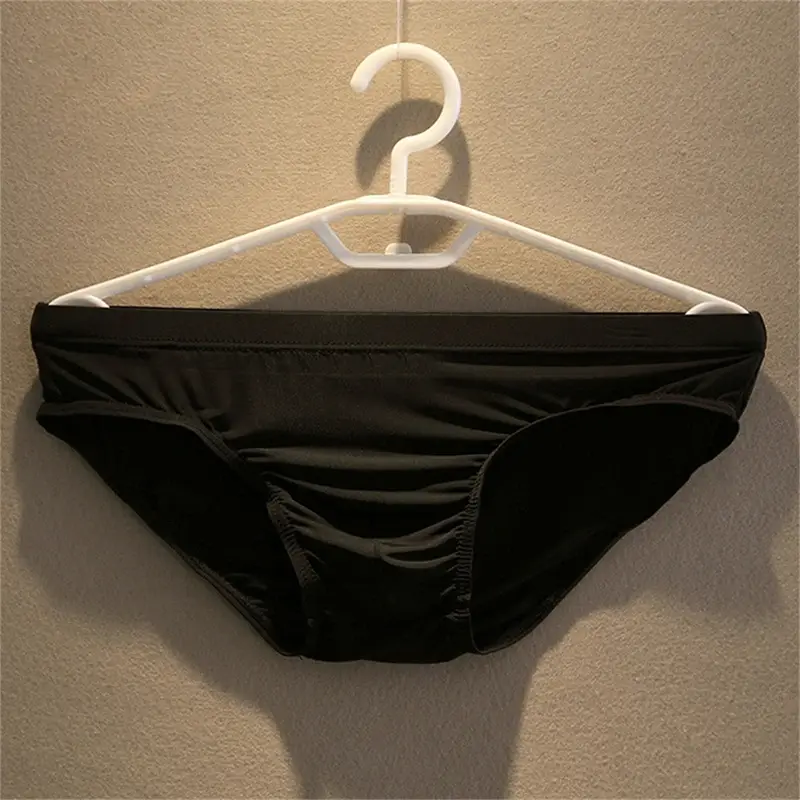 2 stücke Big Pouch Nylon Männer Unterwäsche Slips Eis Seide Männlichen Nahtlose Unterhosen Low-Taille Dünne Höschen Plus größe