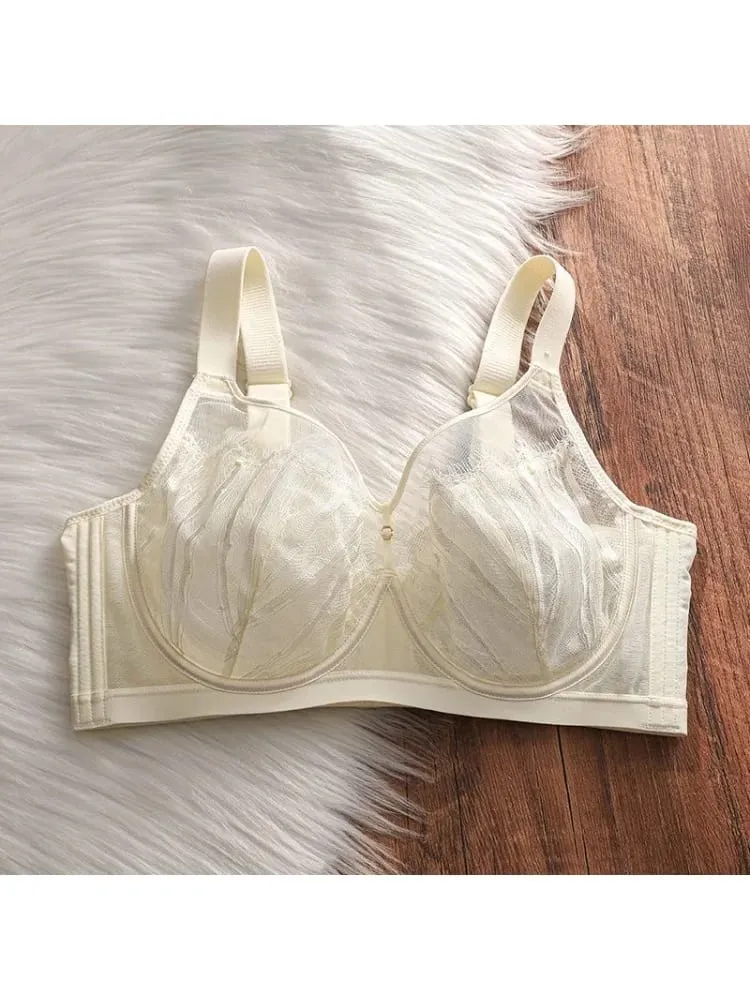 Wireless Push Up Bra for Large Bust Adjustable Comfort Fit Lace Bralette Prevent Sagging & Enhance Shape Seamless Design