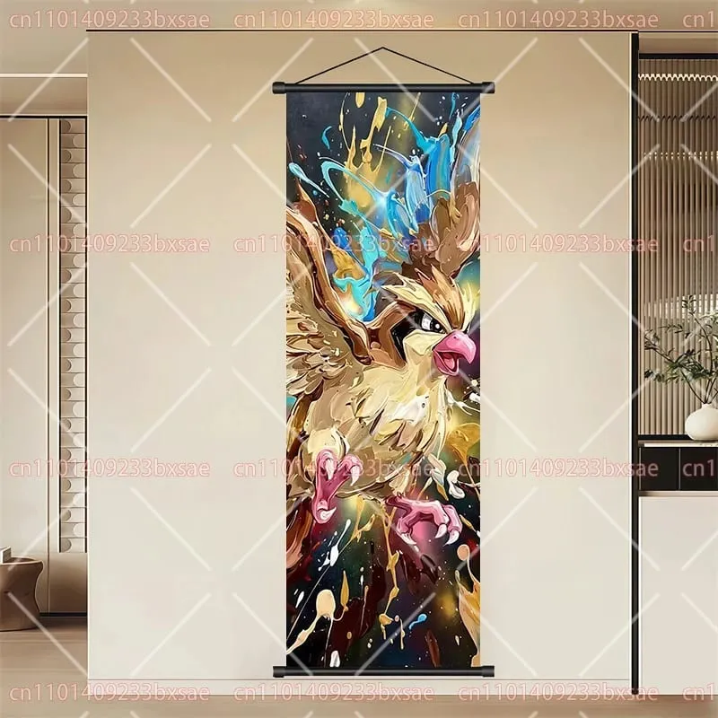 Pokémon Anime HD Scroll Painting Eevee Pikachu Suicune Charizard Mewtwo Background Wall Art Decoration Poster Children's Gift