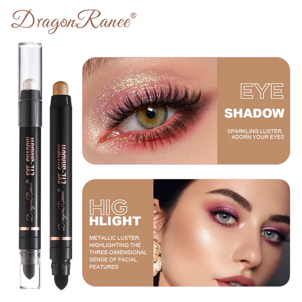 Double Head Pearlescent Eyeshadow Pencil Waterproof Glitter Metallic Blue Green Eye Shadow Makeup Pigment White Eyes Highlighter