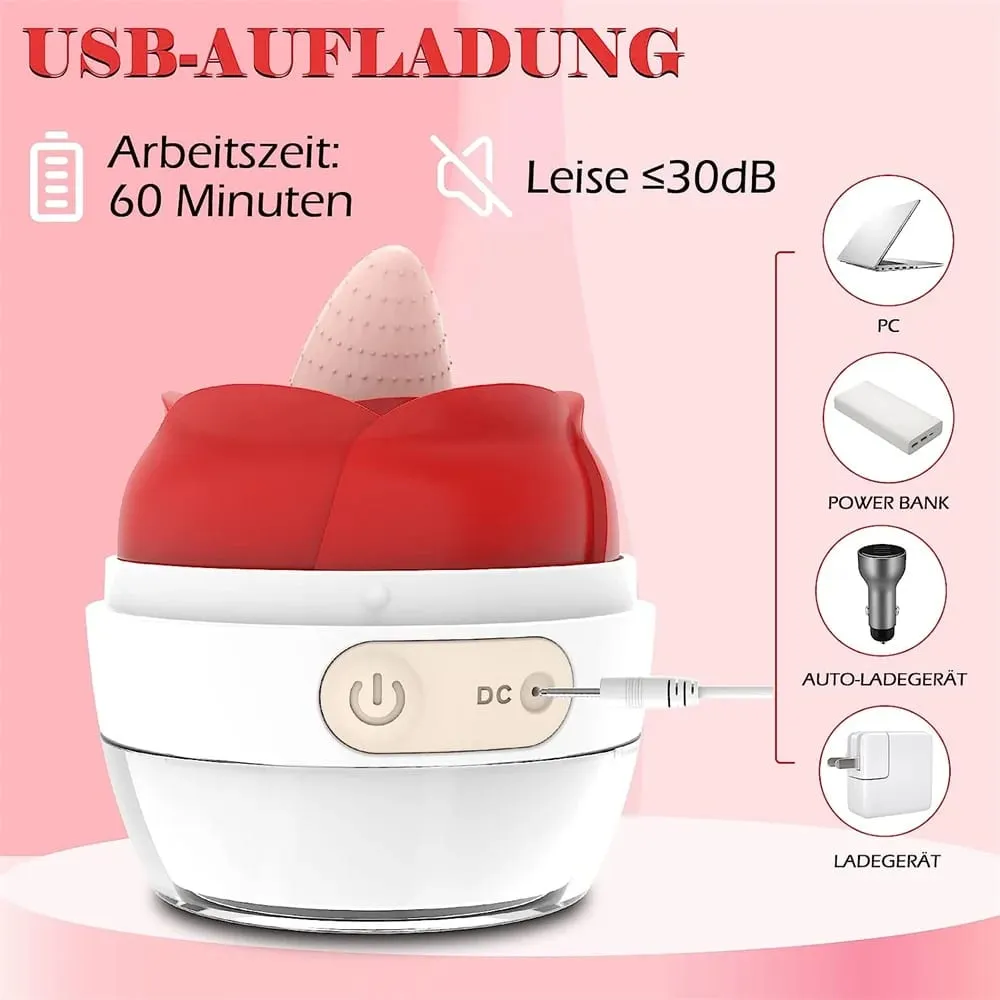 Rose Sex Toys Tongue Licking Vibrator G Spot Clitoris Stimulator Vagina Nipple Massager With 9 Frequency Vibrating Adult Toy for Women