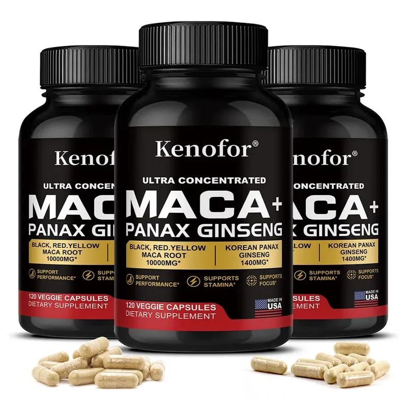 Organic Peruvian Maca Root Capsules - Black+Red+Yellow Blend for Energy & Performance Vegan Non-GMO Supplement for Men & Women