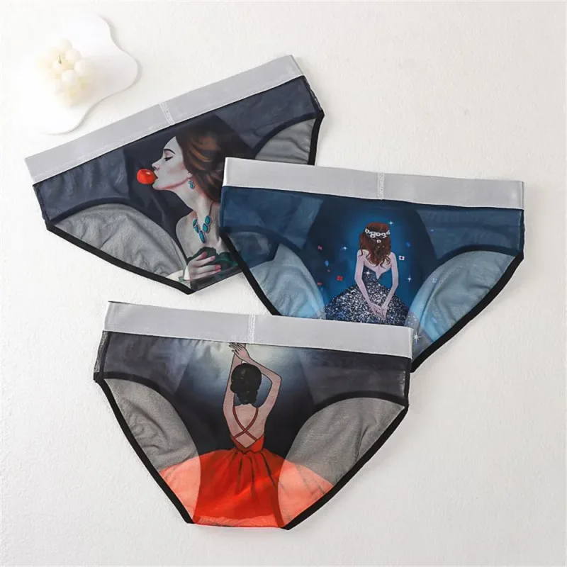 Novelty Cartoon Mesh Briefs Men Underwear NEW 2026 Male U Convex Pouch Underpants Plus Size XL-4XL — image 2