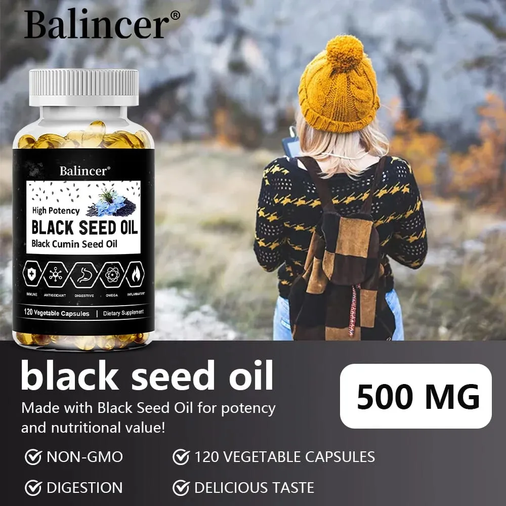 Black Cumin Seed Oil Capsules Cold Pressed Support Immune Cardiovascular Digestive Respiratory Health Skin and Hair Health — image 6
